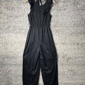 19 COOPER Ruffled Sleeve Wide Leg Pantsuit in Black Size XS Missing Waist Tie